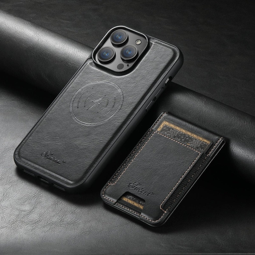 Husă premium din piele pentru smartphone Magvibe – Suport pentru carduri integrat, compatibilă cu MagSafe, husă de protecție