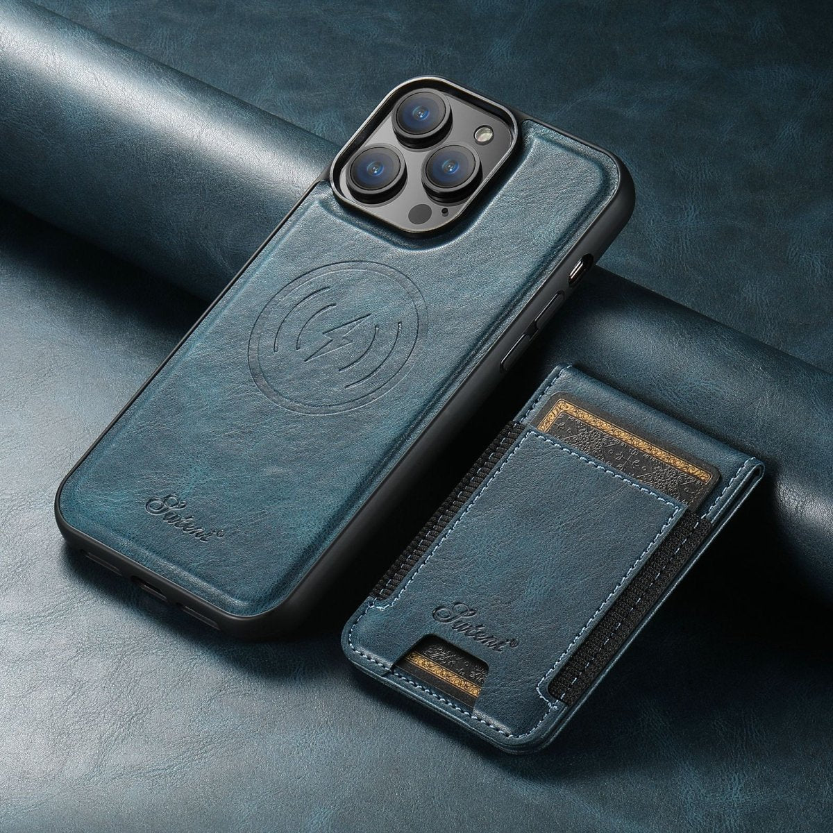 Husă premium din piele pentru smartphone Magvibe – Suport pentru carduri integrat, compatibilă cu MagSafe, husă de protecție