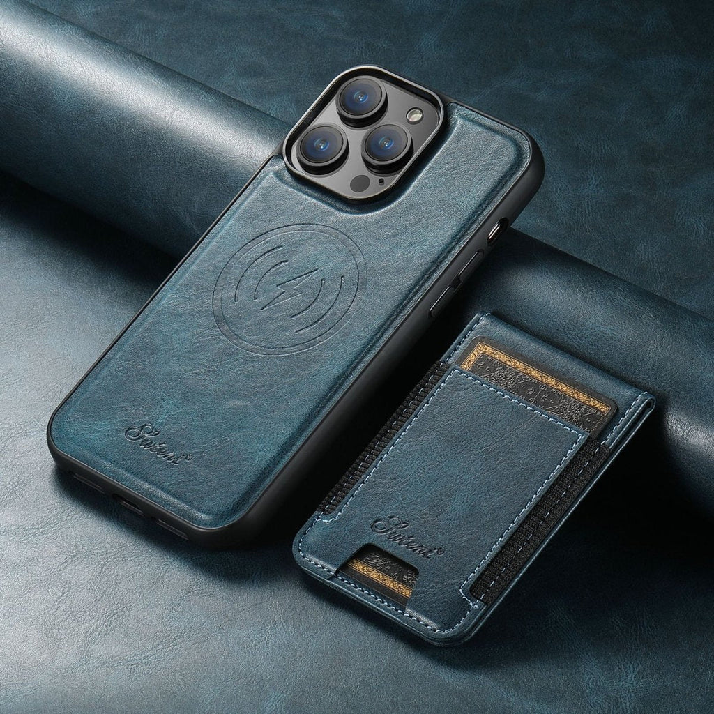 Husă premium din piele pentru smartphone Magvibe – Suport pentru carduri integrat, compatibilă cu MagSafe, husă de protecție