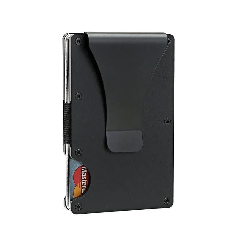 Portacarte in cobalto opaco al titanio – Portafoglio RFID sottile ed elegante, capacità di 12 carte