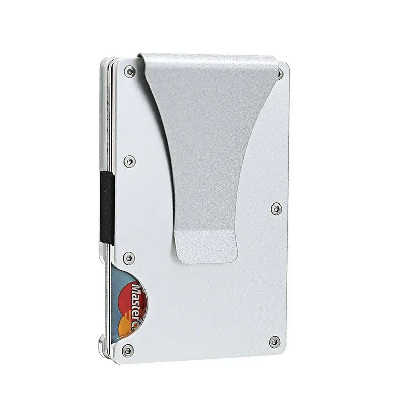 Portacarte in cobalto opaco al titanio – Portafoglio RFID sottile ed elegante, capacità di 12 carte