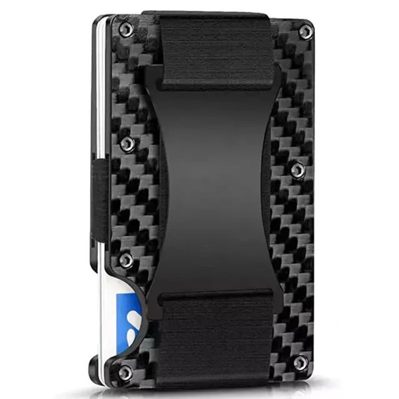 Portacarte in cobalto opaco al titanio – Portafoglio RFID sottile ed elegante, capacità di 12 carte