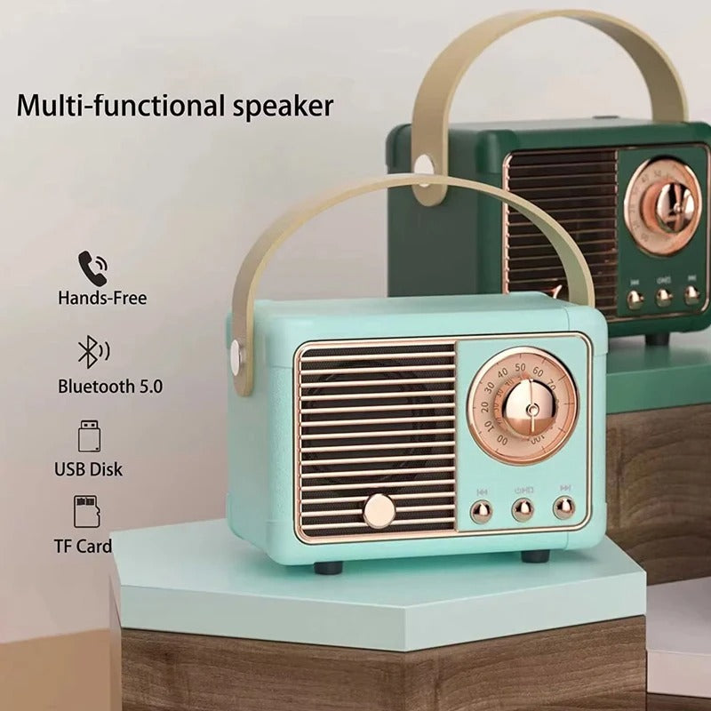 Vintage Bluetooth Speaker — Compact Wireless Design, Retro Styling, Clear Sound