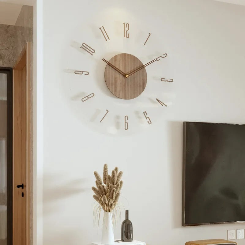 Moderne minimalistische Holzwanduhr – Skandinavisches Massivholz, leises Quarzwerk, analoge Anzeige, 30 cm oder 35 cm Durchmesser