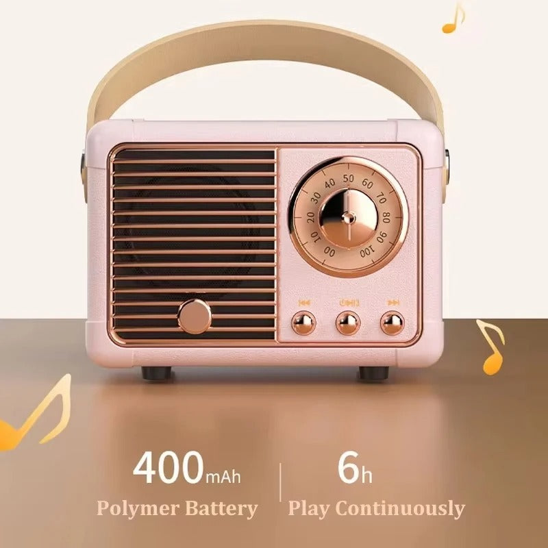 Vintage Bluetooth Speaker — Compact Wireless Design, Retro Styling, Clear Sound