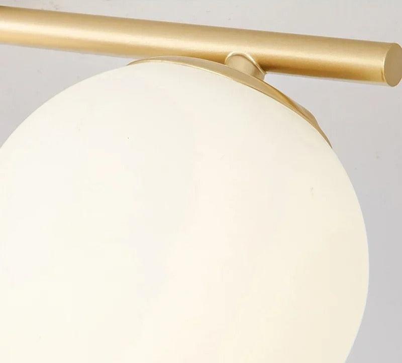 Nordic Style Glass Ceiling Lamp – Elegant White Globe and Gold Details
