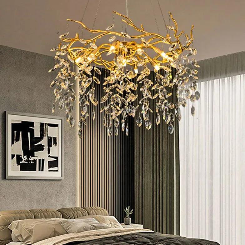 Candelabru luxos din cristal, cu design în formă de ramuri | boxzora