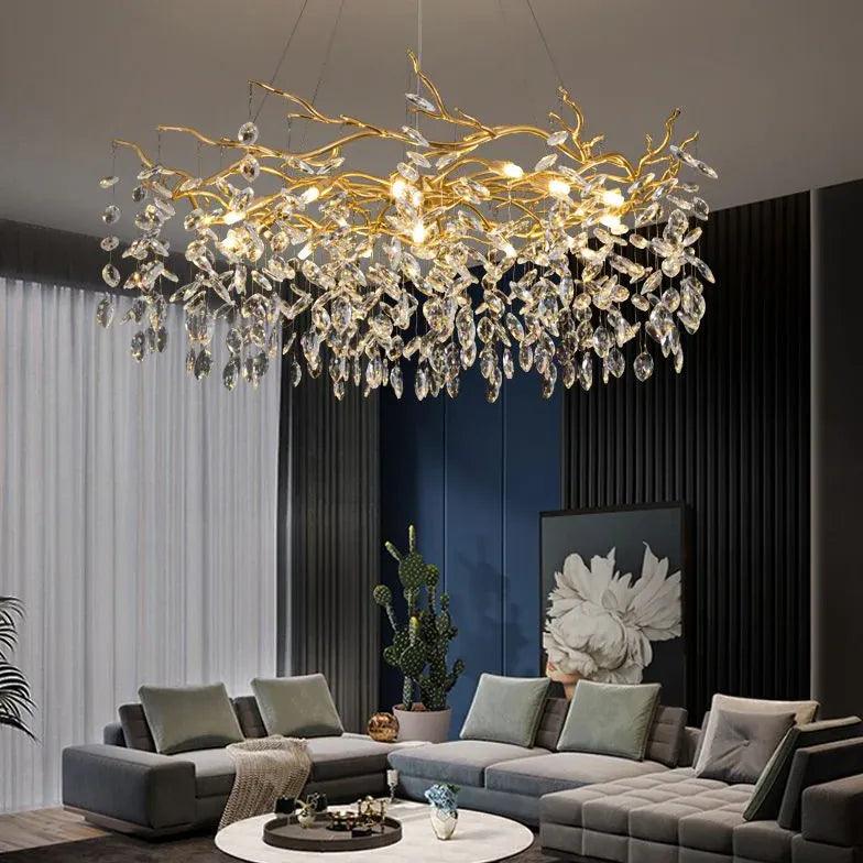 Candelabru luxos din cristal, cu design în formă de ramuri | boxzora