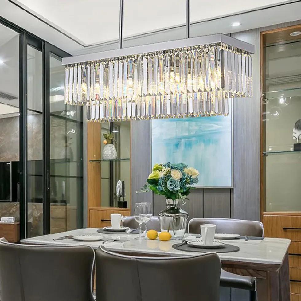 Lámpara colgante rectangular de cristal de lujo | boxzora