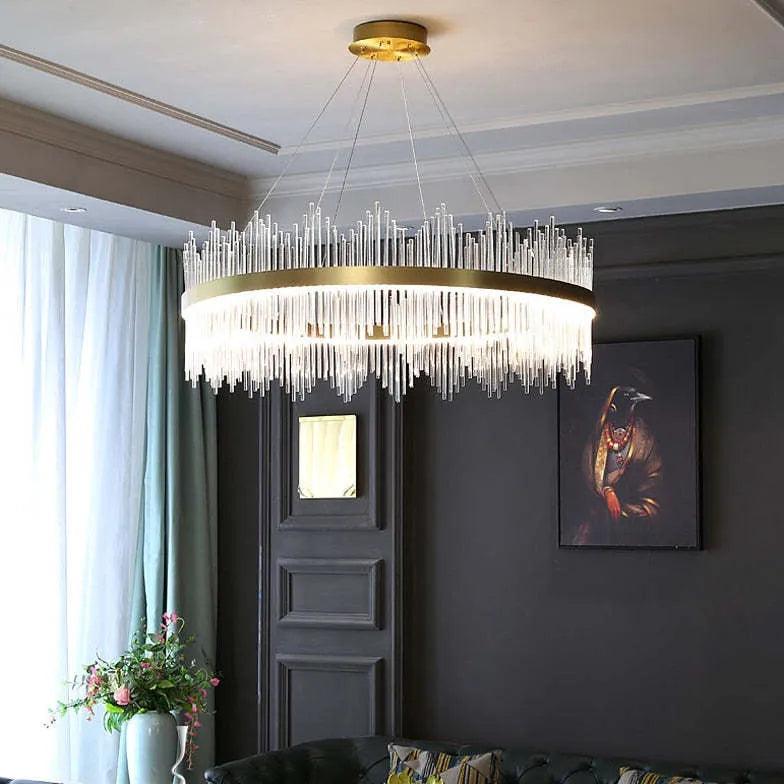 Eksklusiv rund ringformet LED-pendellampe i glas | boxzora