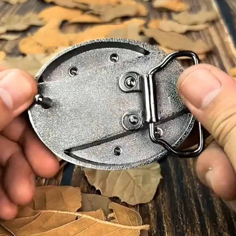 Hebilla ovalada de cinturón vaquero de metal — Herramienta EDC oculta