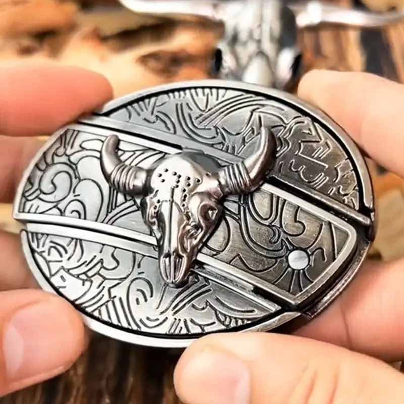 Hebilla ovalada de cinturón vaquero de metal — Herramienta EDC oculta