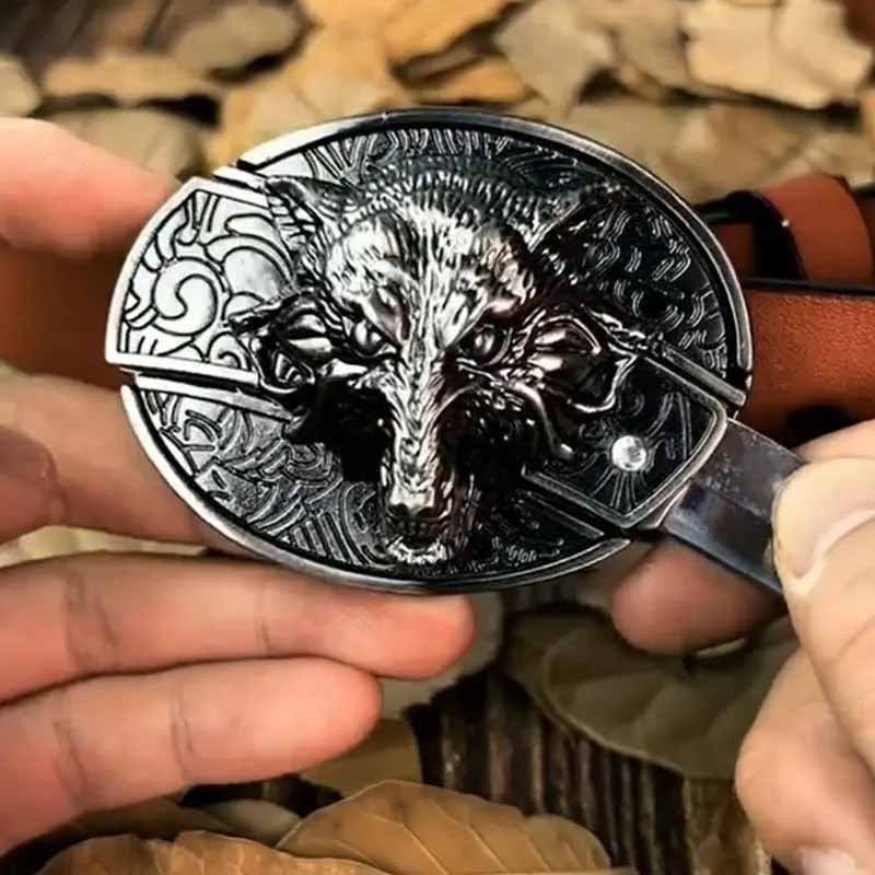 Hebilla ovalada de cinturón vaquero de metal — Herramienta EDC oculta