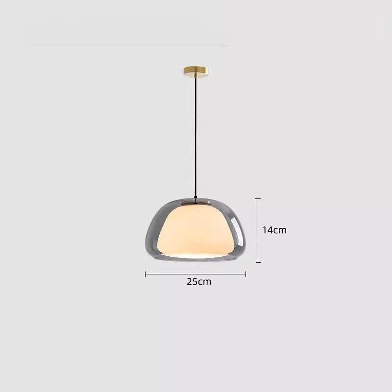 Lámpara colgante sencilla de vidrio color crema y estilo gelatina | boxzora