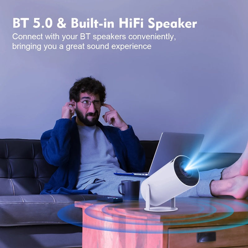 Mini proiettore 4K intelligente, compatibile con WiFi dual band e Bluetooth