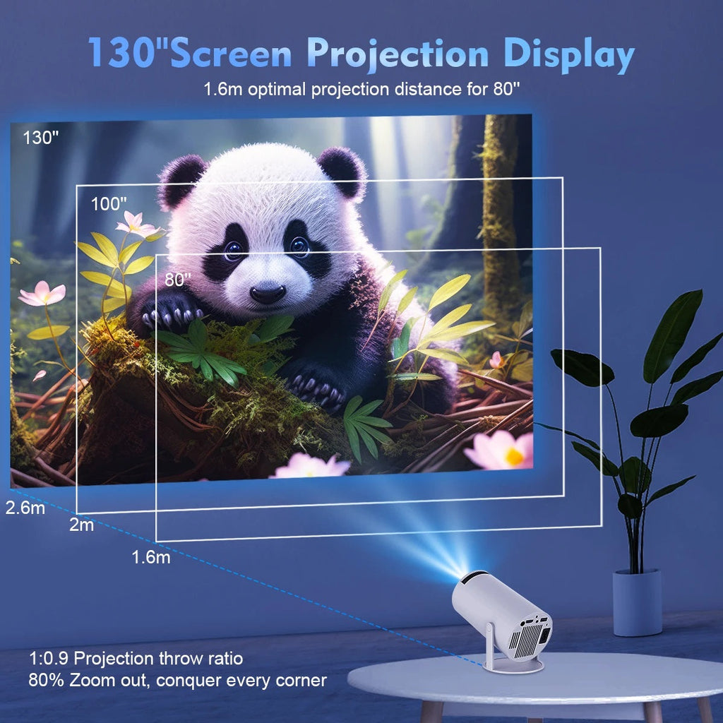 Mini proiettore 4K intelligente, compatibile con WiFi dual band e Bluetooth