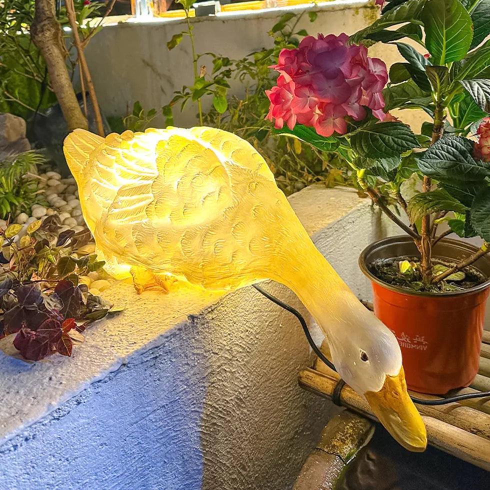 Lampada da giardino moderna a forma di anatra luminosa in resina per esterni | boxzora