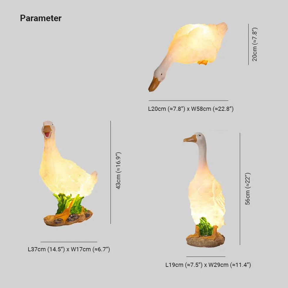 Lampe de jardin extérieure moderne en forme de canard lumineux en résine | boxzora