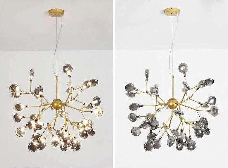 LED-lysekrone med ildfluer til stuen | boxzora