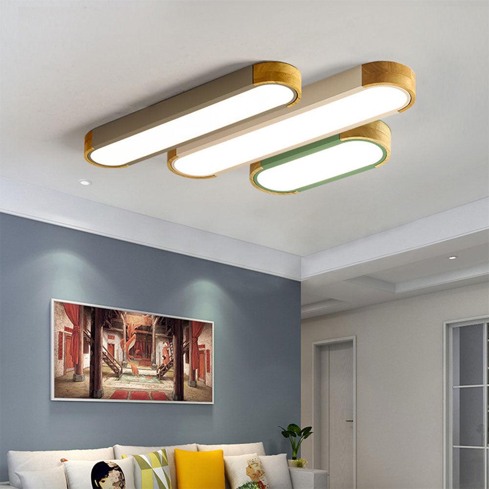 Lámpara de techo LED nórdica lineal de madera para sala de estar | boxzora