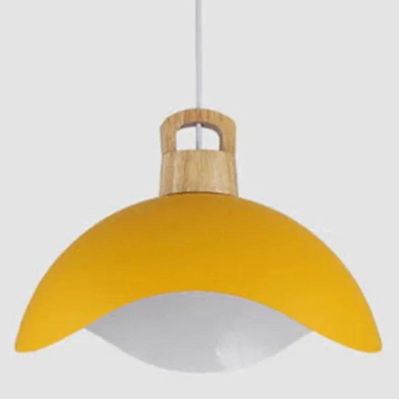Hängende Pendelleuchte aus Holz mit Blütenblättern im Macaron-Stil für das Esszimmer | boxzora