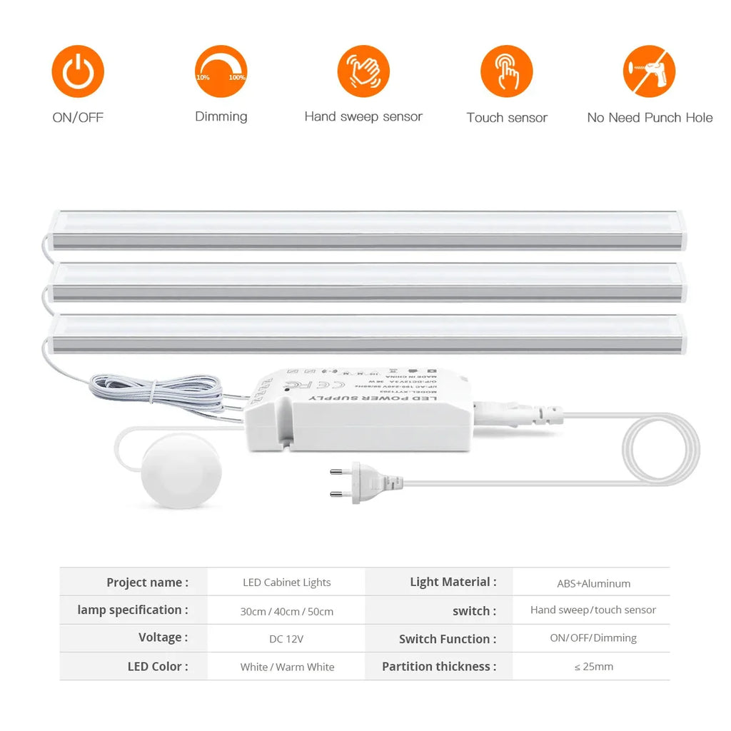 Barre lumineuse LED sans fil en aluminium — Détecteur de mouvement, conception traversant le bois