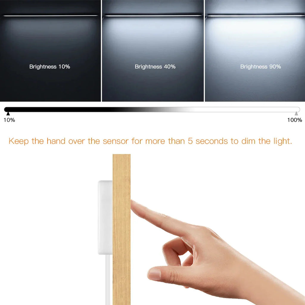 Barre lumineuse LED sans fil en aluminium — Détecteur de mouvement, conception traversant le bois