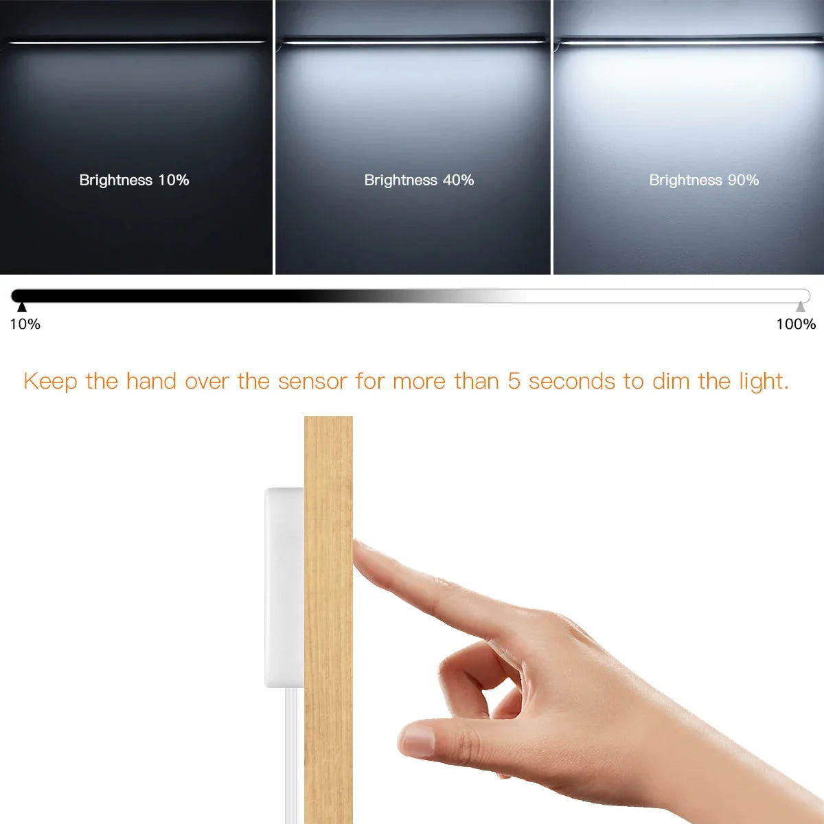 Barre lumineuse LED sans fil en aluminium — Détecteur de mouvement, conception traversant le bois
