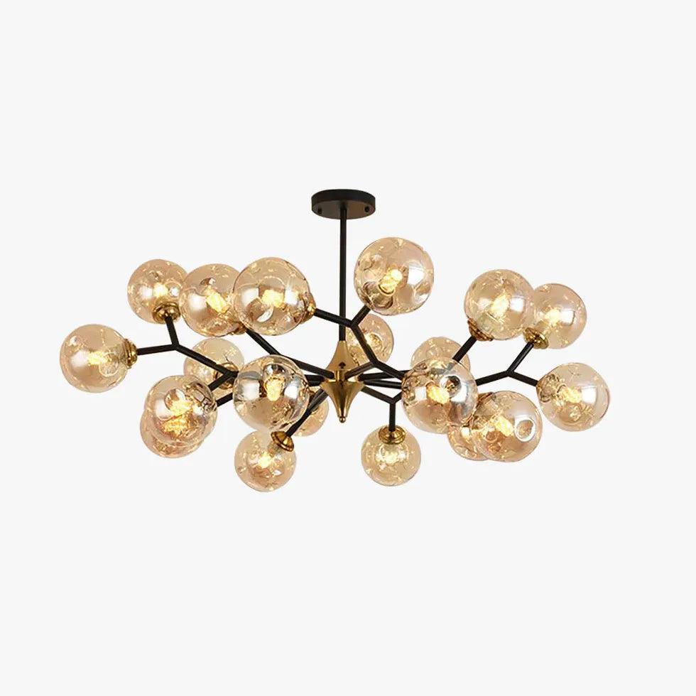 Candelabru modern luxos din sticlă, cu design molecular, pentru sufragerie | boxzora