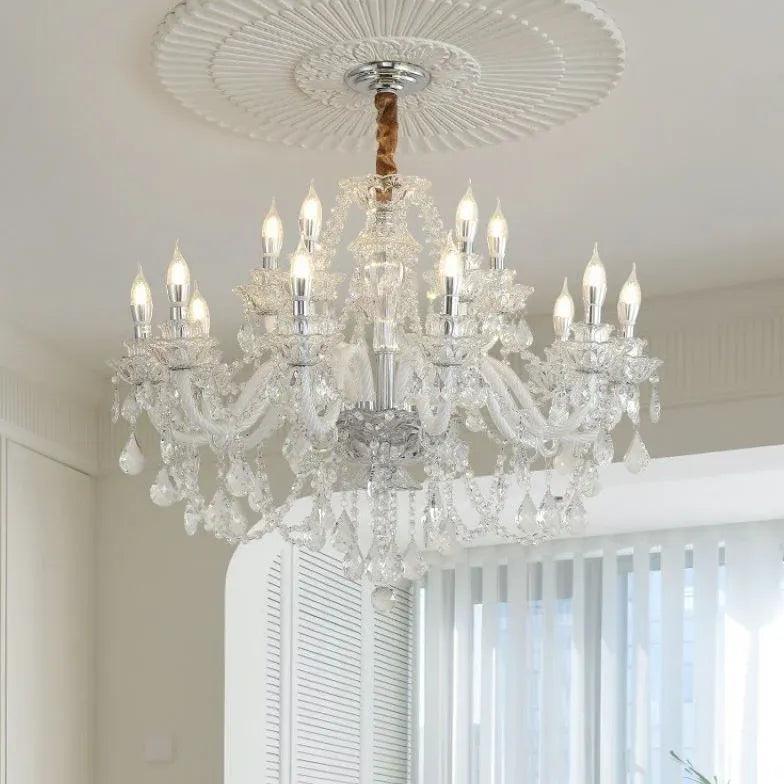 Luxe keukenhanglamp in de vorm van kaarsen met kristallen | boxzora