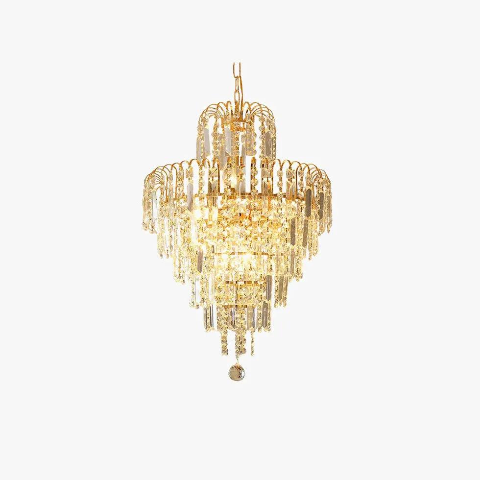 Candelabru luxos auriu și cu cristale pentru sufragerie | boxzora