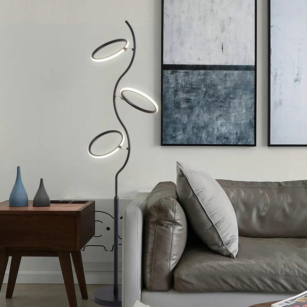 Minimalistische LED-Stehlampe mit mehreren Ringen für das Wohnzimmer | boxzora