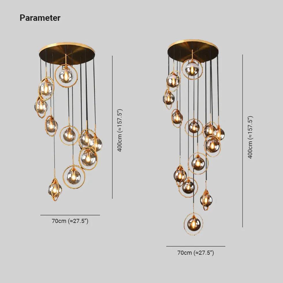 Luxe ronde glazen hanglamp voor het trappenhuis | boxzora