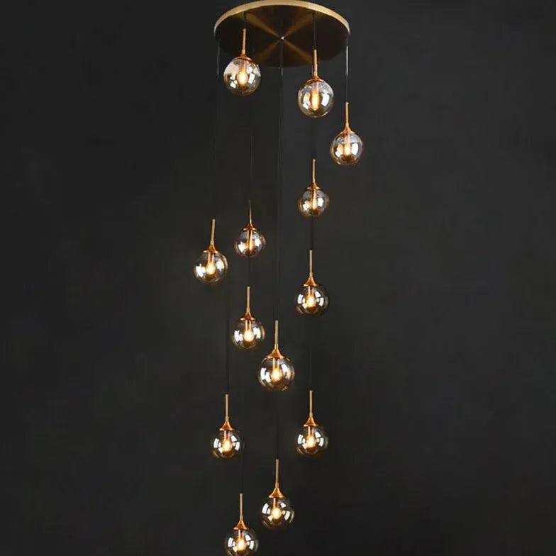 Luxe ronde glazen hanglamp voor het trappenhuis | boxzora