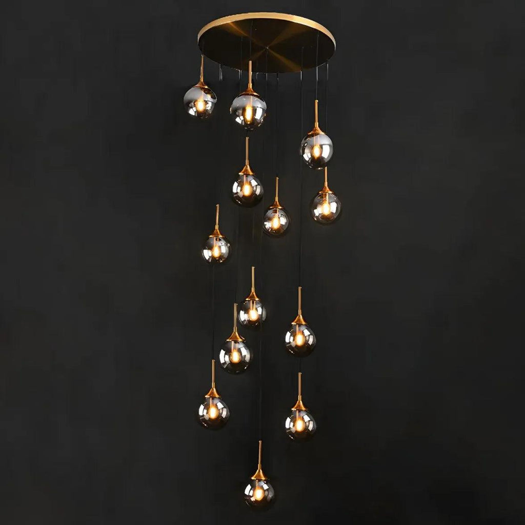 Luxe ronde glazen hanglamp voor het trappenhuis | boxzora