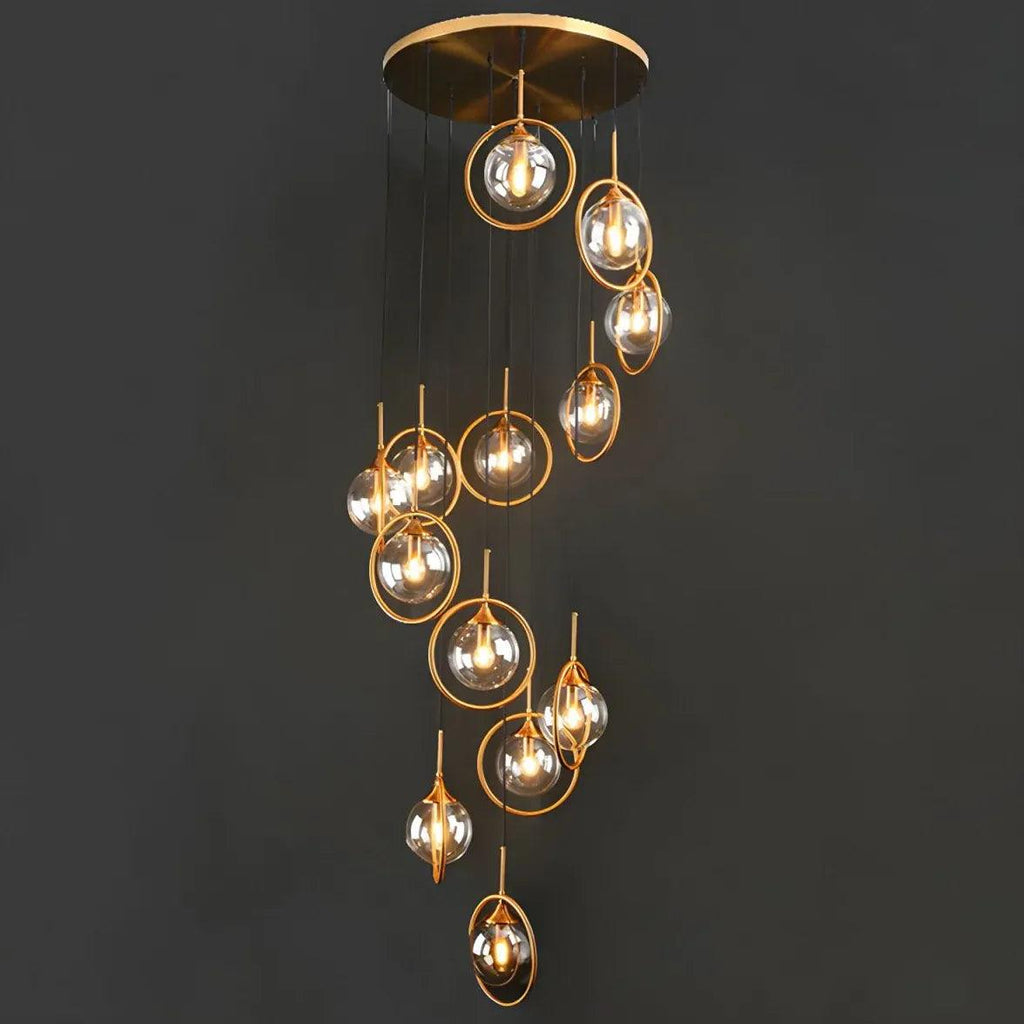 Luxe ronde glazen hanglamp voor het trappenhuis | boxzora