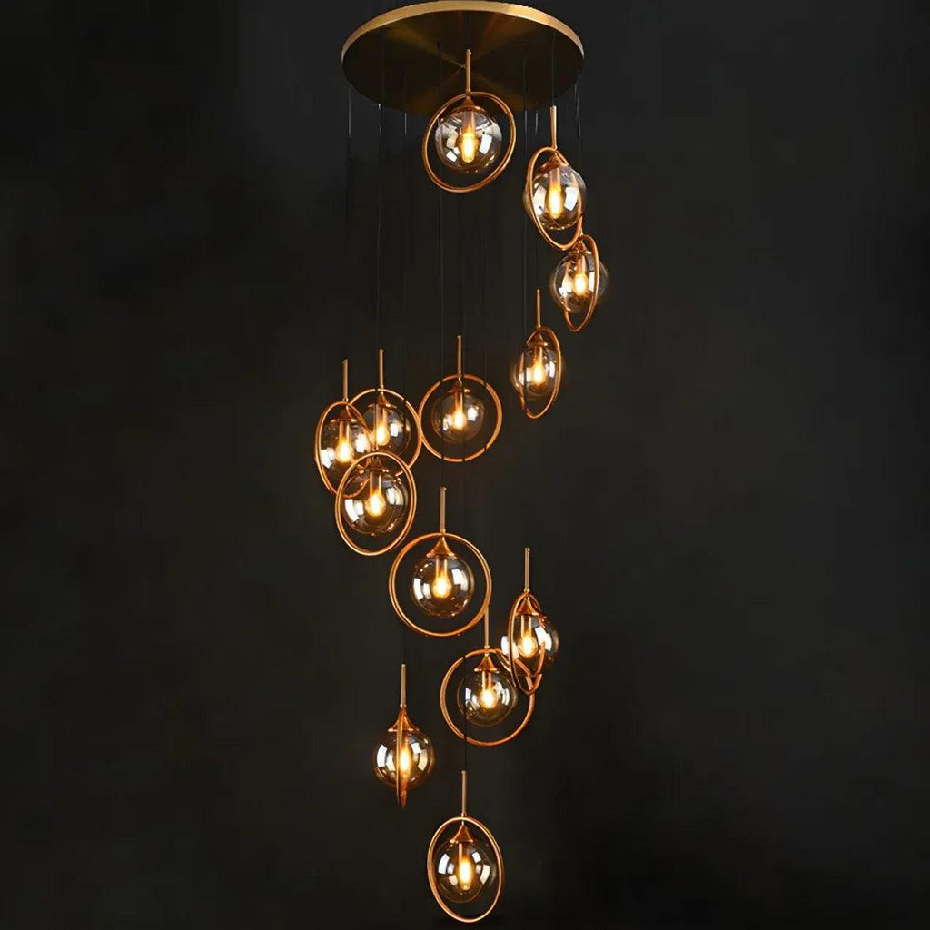 Luxe ronde glazen hanglamp voor het trappenhuis | boxzora