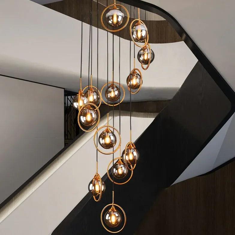 Luxe ronde glazen hanglamp voor het trappenhuis | boxzora