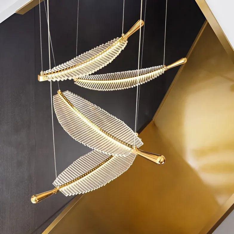 Suspension de luxe en forme de plume pour cage d’escalier | boxzora