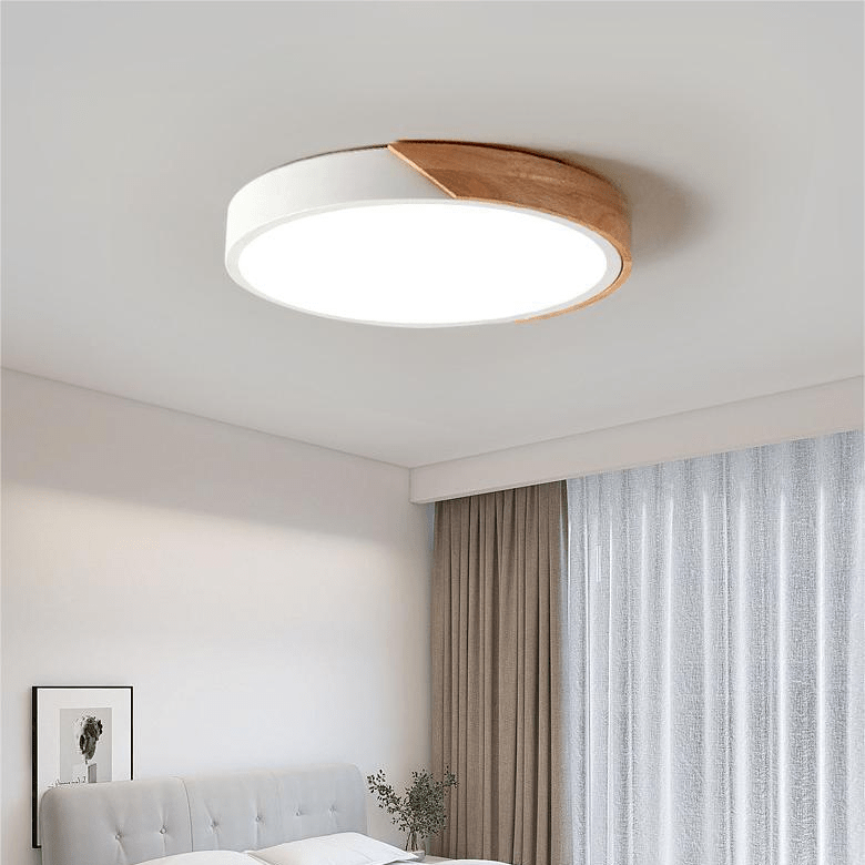 Plafonnier LED Macaron en bois – Design nordique de 23–30cm