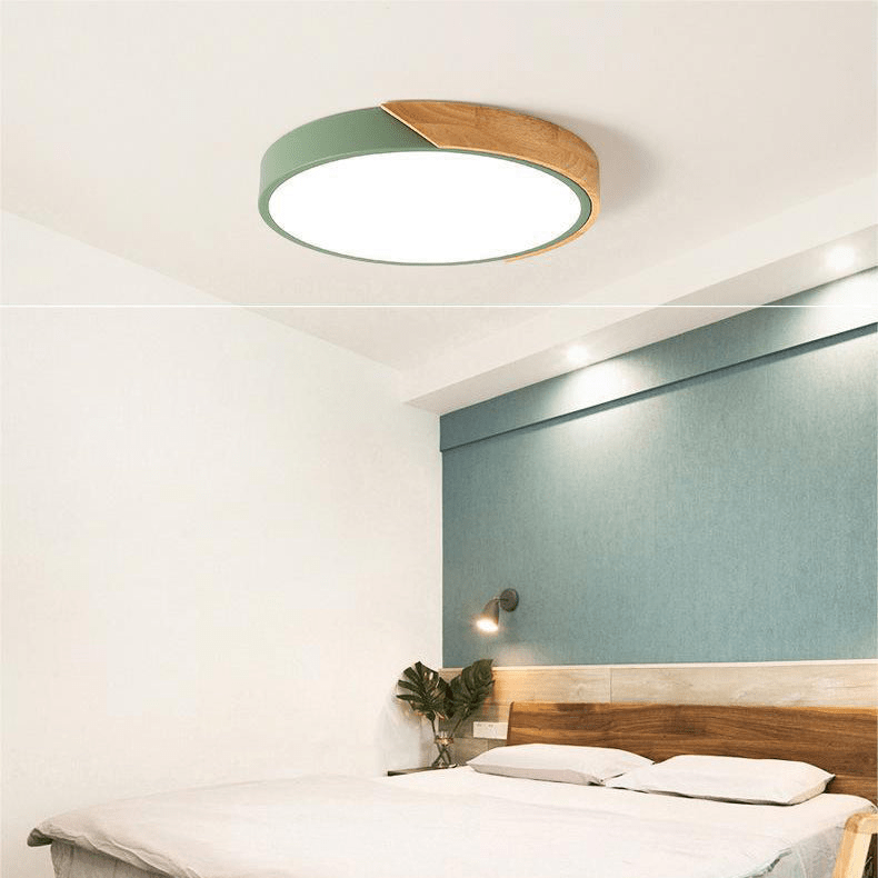 Plafonnier LED Macaron en bois – Design nordique de 23–30cm