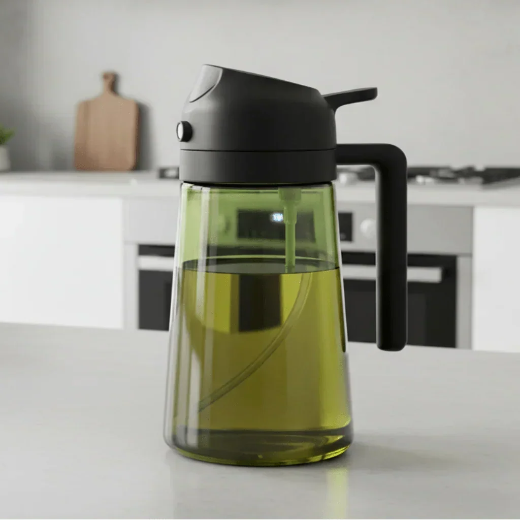 Rozprašovač oleje Nutrimist 470 mL z tmavého skla — pumpička s jemnou mlhou