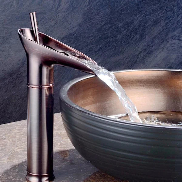 Antique Brass Waterfall Basin Faucet — Bath Sink Mixer