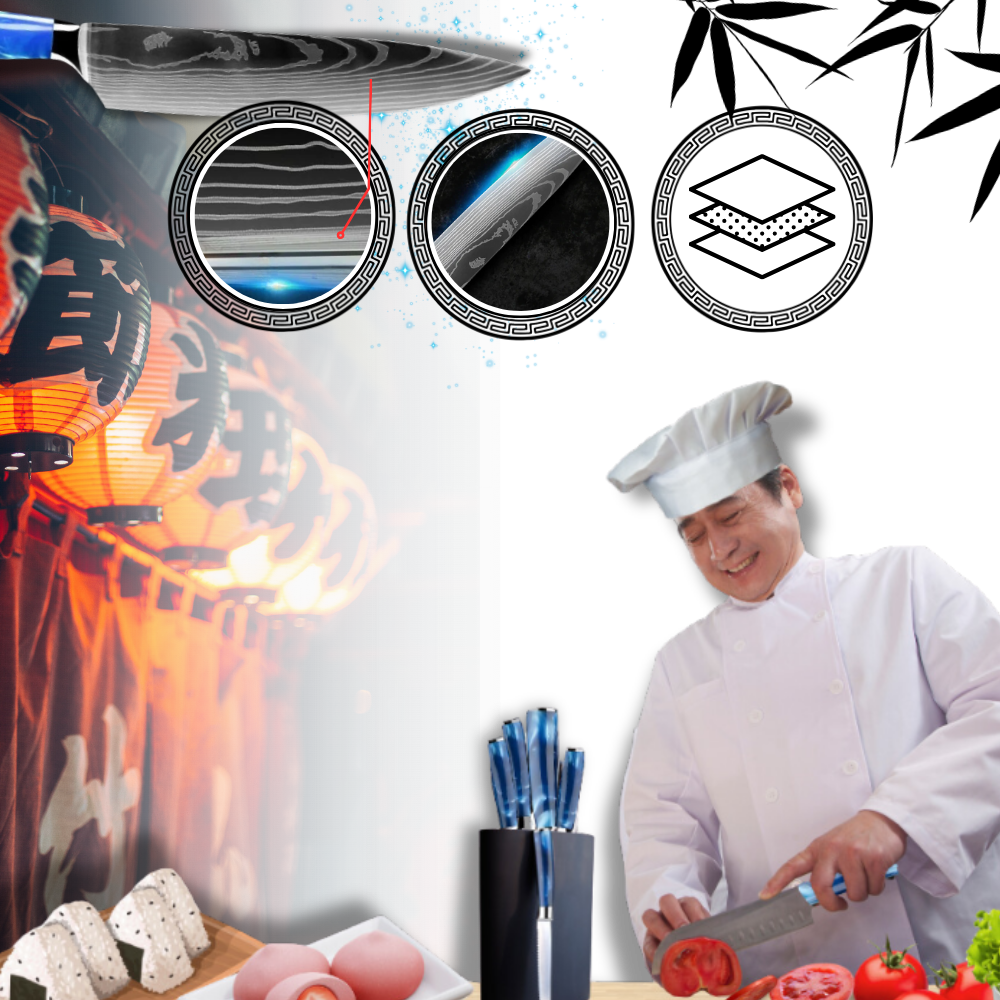 Ocean Blue Premium Japanese Kitchen Knife Set