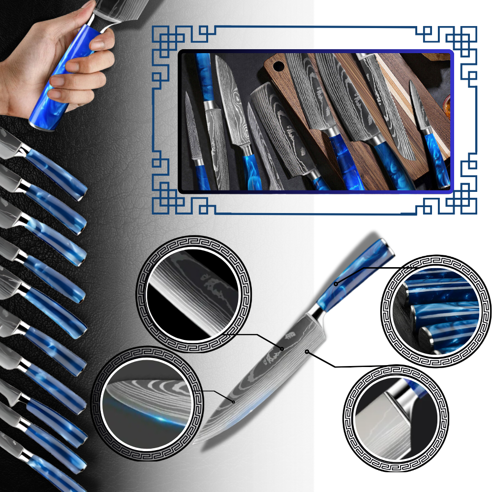 Ocean Blue Premium Japanese Kitchen Knife Set