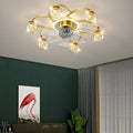 Ventilateur de plafond luxueux doré, effet ciel étoilé, avec éclairage | boxzora
