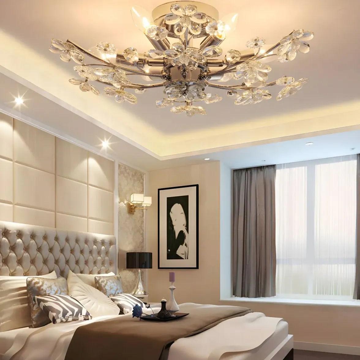 Plafoniera in vetro a forma di fiore di lusso per camera da letto | boxzora