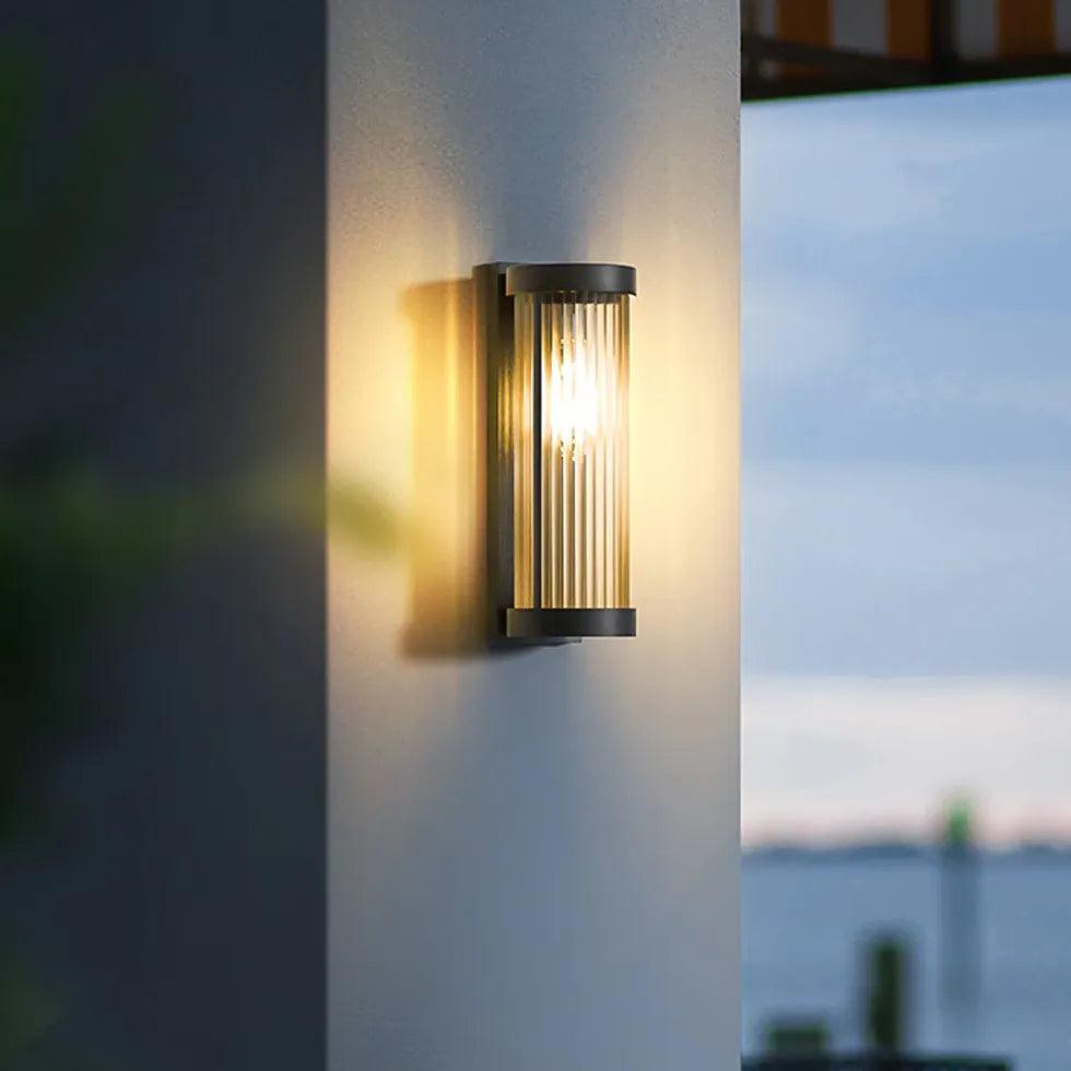 Applique murale solaire moderne pour extérieur en verre nervuré, pour porche | boxzora