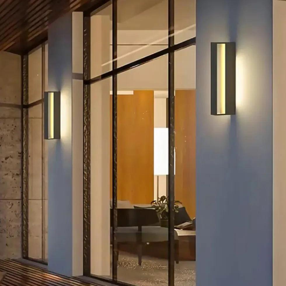Minimalistisk vanntett svart stavvegglampe for verandaen | boxzora