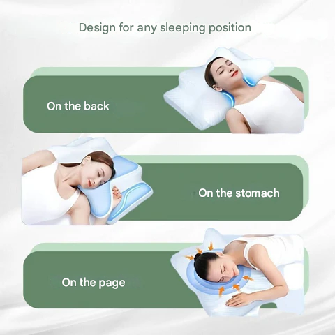 Pernă ortopedică din spumă cu memorie — design ergonomic pentru susținerea gâtului și spatelui